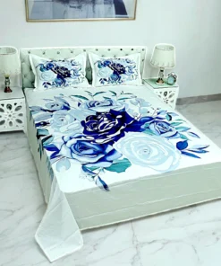 Reactive Twill Panel Double Bed Sheet-1684-772