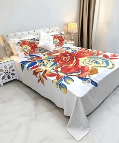 Reactive Twill Panel Double Bed Sheet-1684-773