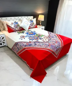 Reactive Twill Panel Double Bed Sheet-1684-774