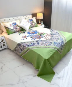 Reactive Twill Panel Double Bed Sheet-1684-775