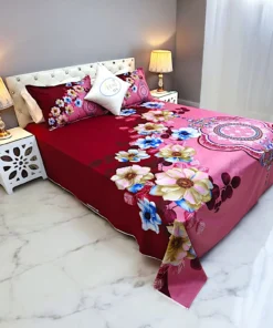 Reactive Twill Panel Double Bed Sheet-1684-776